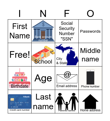 Personal Information Bingo Card