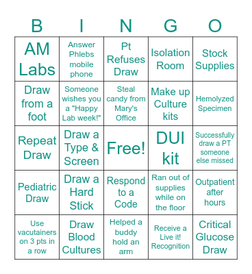 OSF HMMC Lab Week 2024 Bingo Card