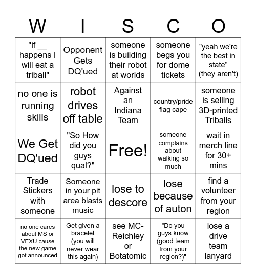 Vex Worlds Bingo Card