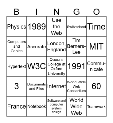 Weaving the World Together Bingo Card