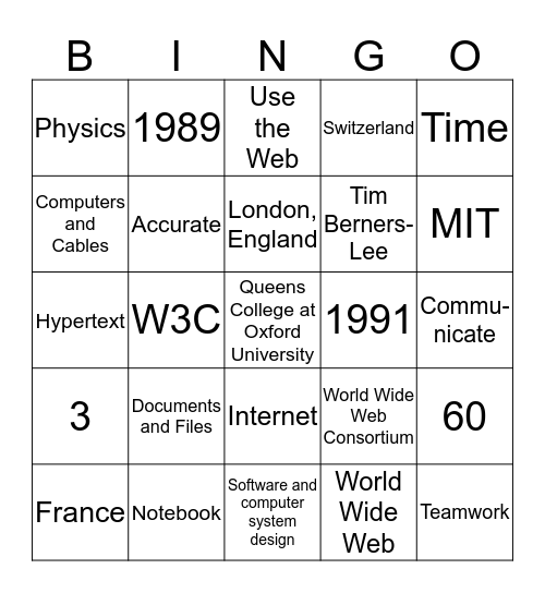 Weaving the World Together Bingo Card