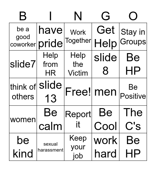 What is Sexual Harassment? Bingo Card