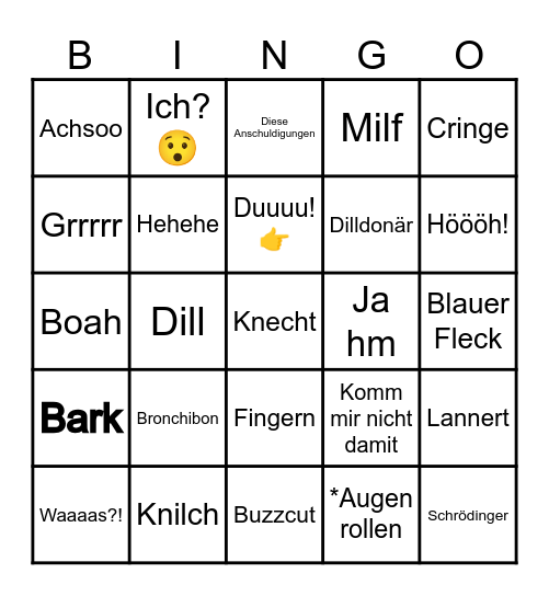 Anna Bingo Card