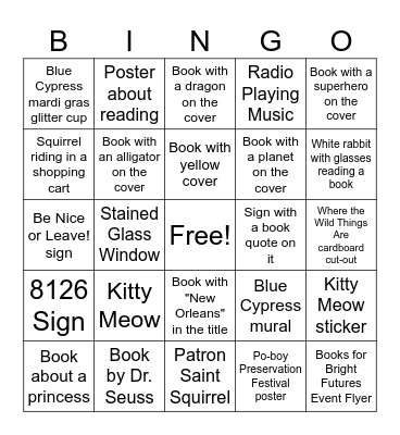 Blue Cypress Bingo Card