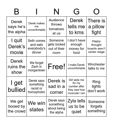 Thesp Fest 25 Bingo Card