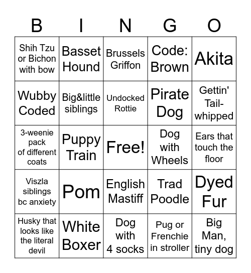 Superpet Bingo! (big baby) Bingo Card
