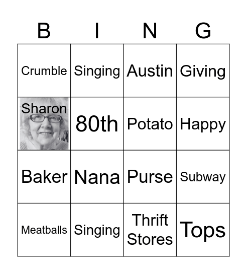 Sharon's 80th BINGO! Bingo Card