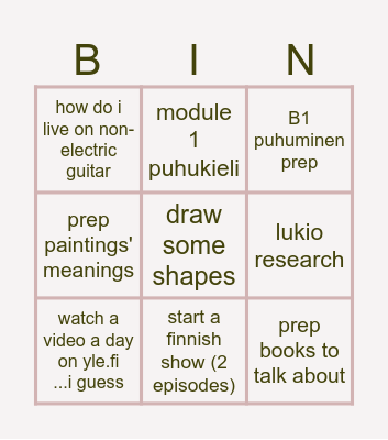 maaliskuuta Bingo Card