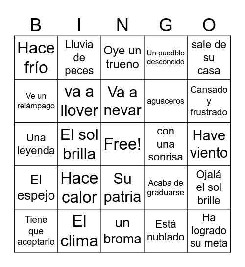 Lluvia de peces Bingo Card