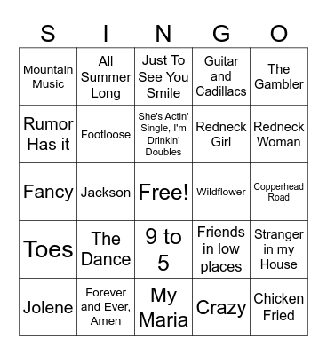 Round One Bingo Card