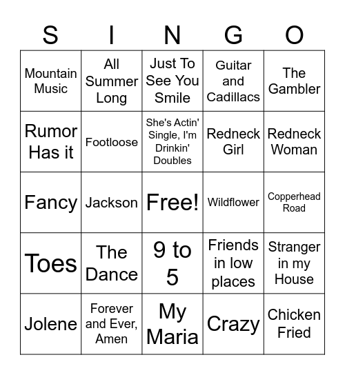 Round One Bingo Card