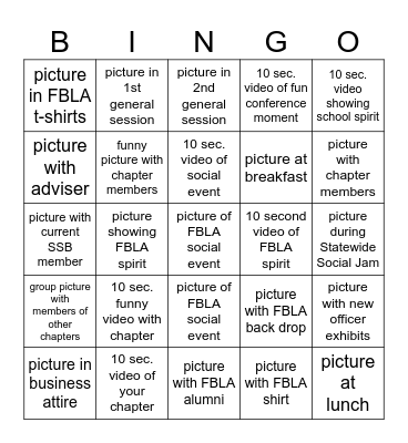 FBLA Media Bingo Card