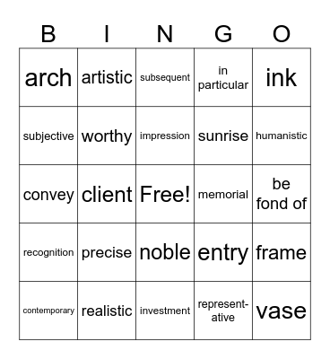 3.18a Bingo Card