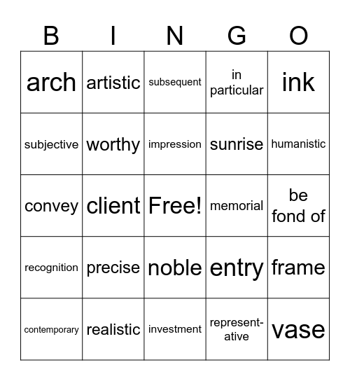 3.18a Bingo Card