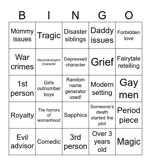 leahs WIPs bingo Card