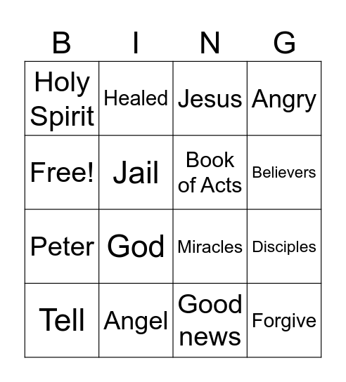Acts 5 Bingo Card