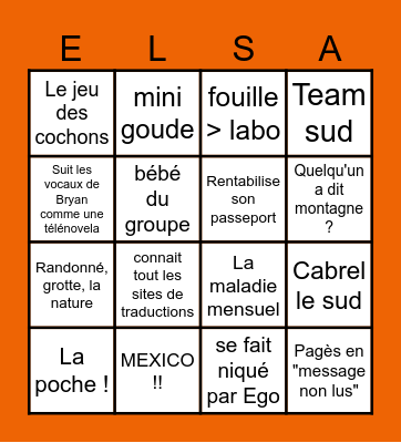 Elsa Bingo Card