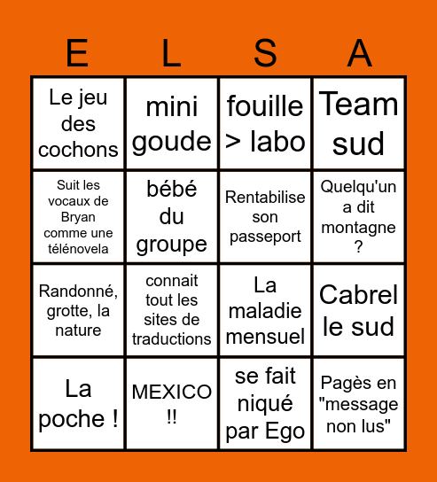 Elsa Bingo Card