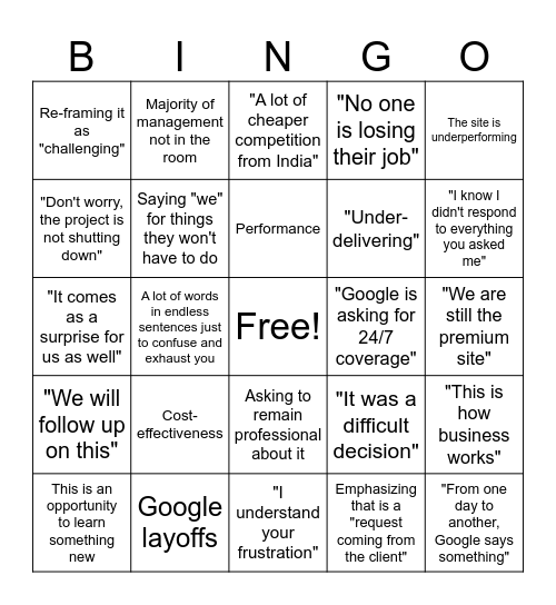 Next meeting for a Shard relocating to Bucharest, what will be said? Bingo Card