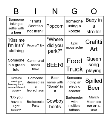 Bachelor Tour Bingo Card