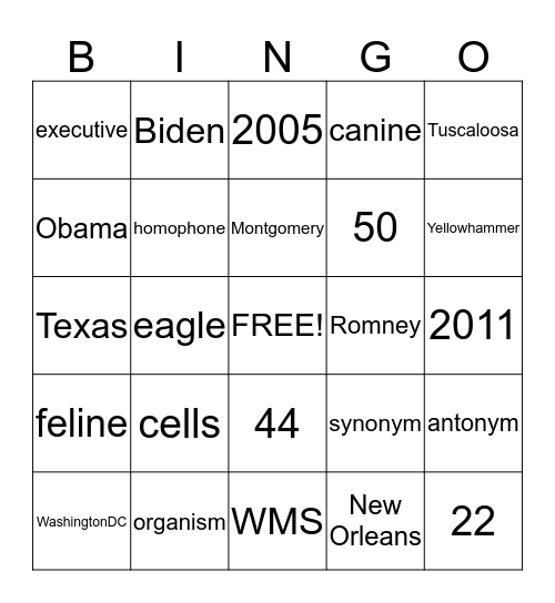 Trivia Bingo Card
