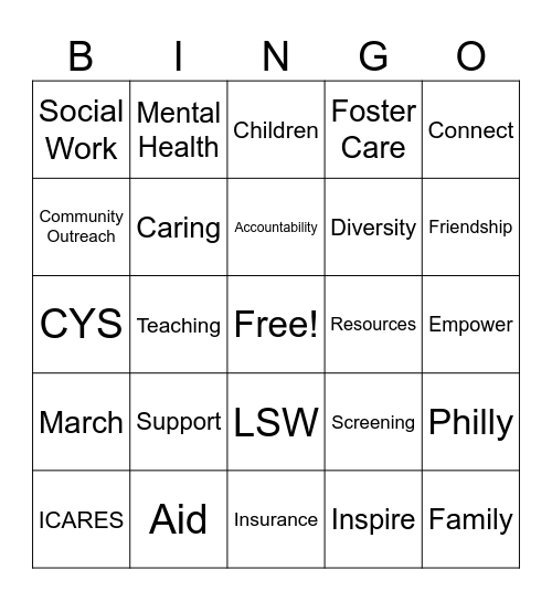HAPPY SOCIAL WORK MONTH Bingo Card
