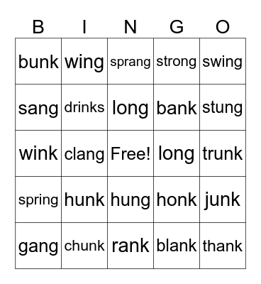 Glued Sounds Bingo Card
