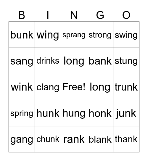 Glued Sounds Bingo Card