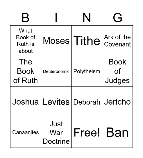 Joshua Bingo Card