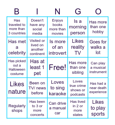 Virtual Icebreaker Bingo Card