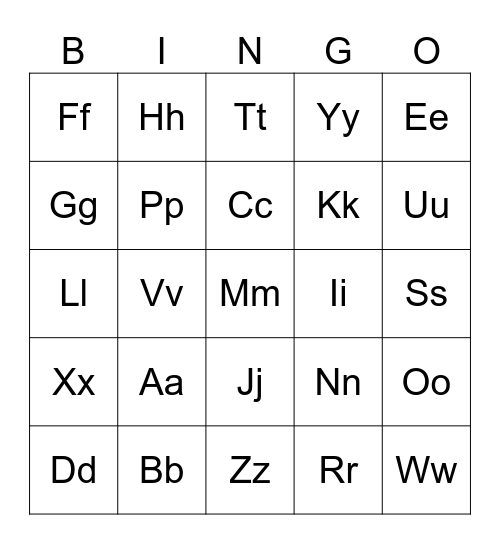 Letter Sounds Bingo! Bingo Card