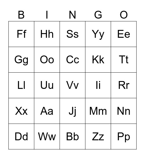 Alphabet Bingo! Bingo Card