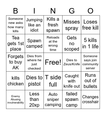 Tea DM Bingo Card