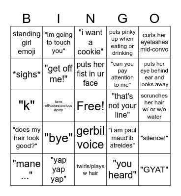 sophia bingo card Bingo Card