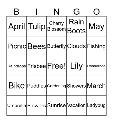 Spring Bingo Card