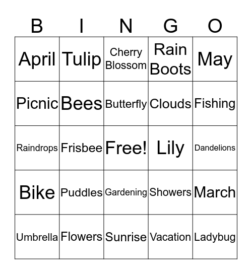 Spring Bingo Card