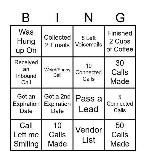 BDT Bingo Friday Bingo Card
