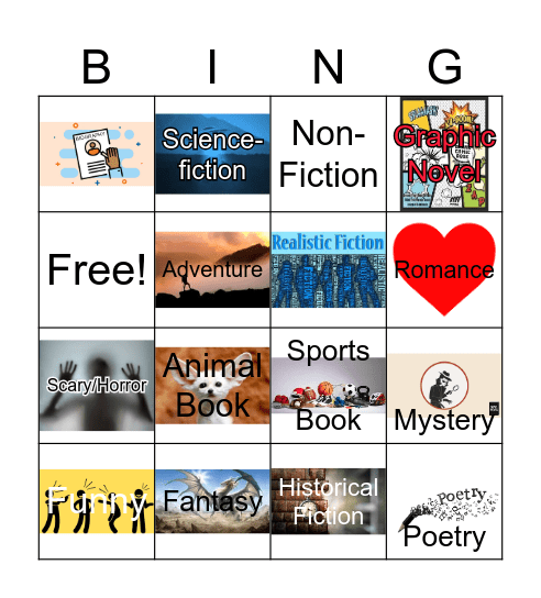 Book Genre Bingo Card