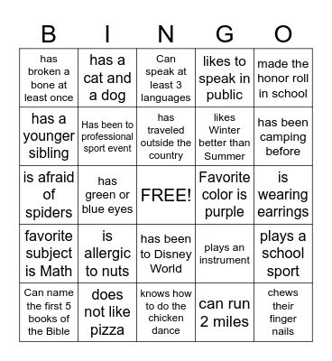 Youth Group Bingo! Bingo Card