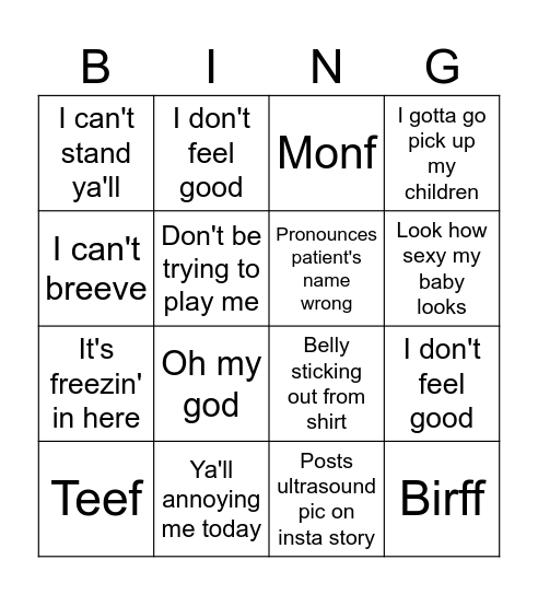 Kristen Bingo Card