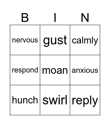 A Hurricane is Coming- Vocab Bingo Card
