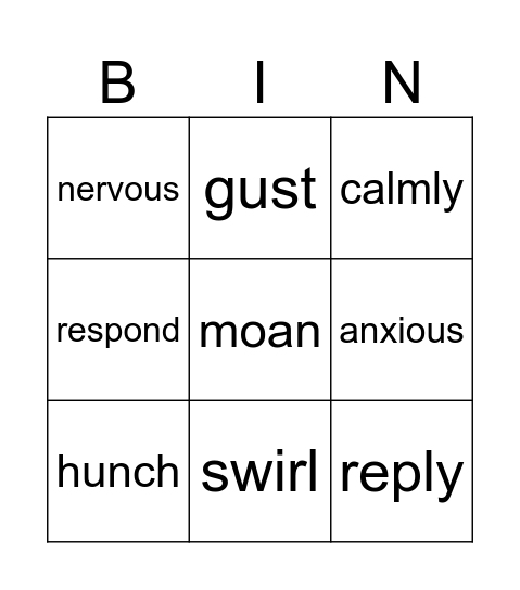 A Hurricane is Coming- Vocab Bingo Card