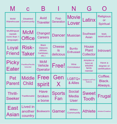 Unity in Diversity @ McM Bingo! Bingo Card