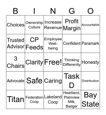 New Business Celebration Bingo Card