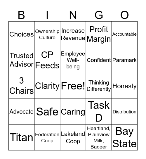 New Business Celebration Bingo Card