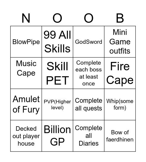 RuneScape Meets Bingo Card