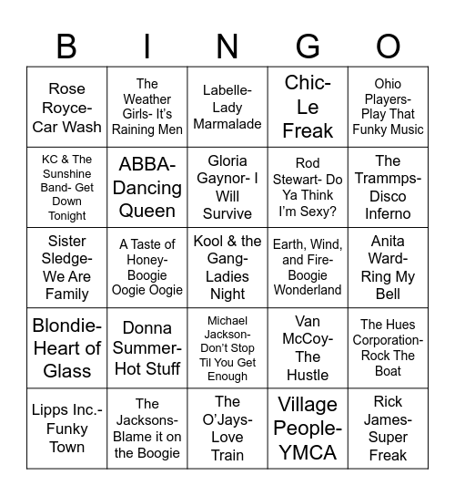 Radio Bingo Disco Bingo Card