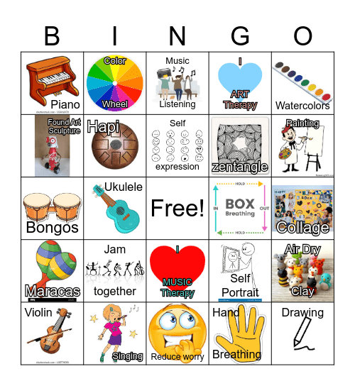 Creative Arts Therapy Bingo! Bingo Card