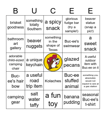 Buc-ee's Bingo Card