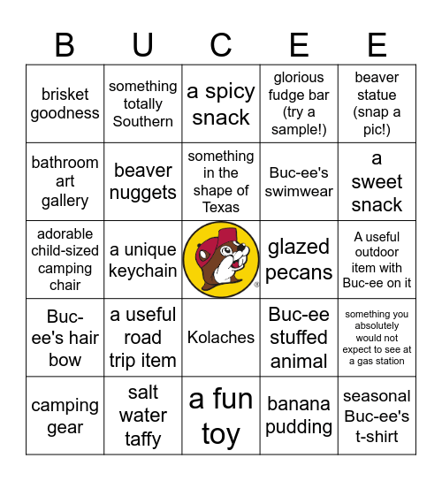 Buc-ee's Bingo Card